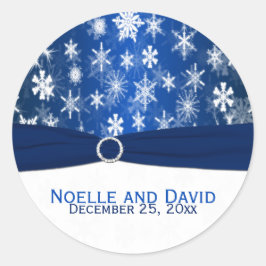 Pegatina Boda de copos de nieve azules y blancos