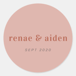 Pegatina boda de Coral y Óxido Moderno