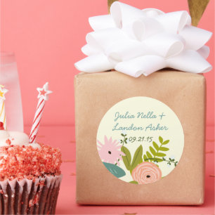 Pegatina Boda de Flora y Fauna Vintage