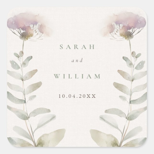 Pegatina Boda de flores rosadas de Rubor (Anverso)