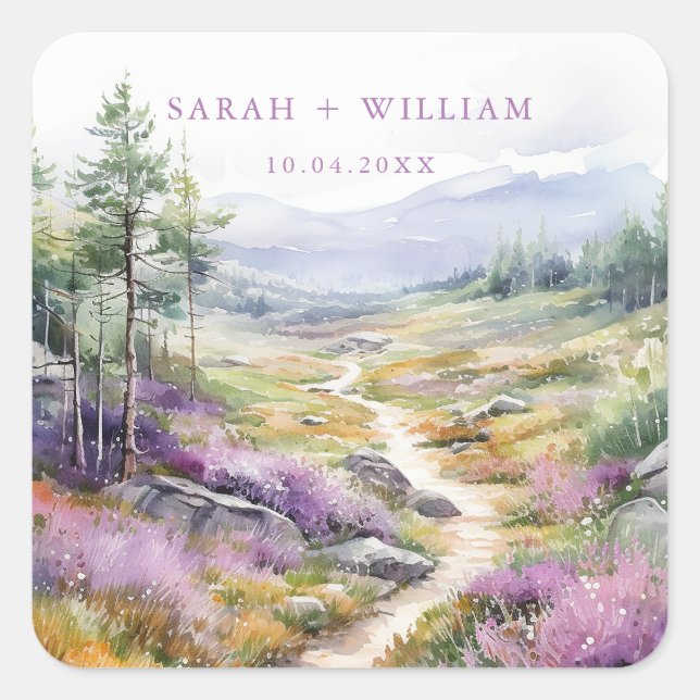 Pegatina Boda de flores silvestres violetas (Anverso)