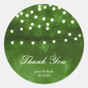 Pegatina Boda de Green Forest Rustic String Lights