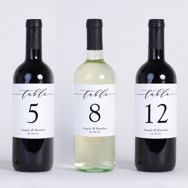 Pegatina Boda de guión simple Número de tabla Botella de vi (Subido por el creador)