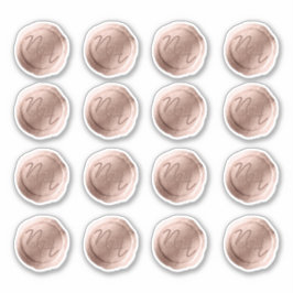 Pegatina Boda de Iniciales de Sello de Cera de Oro Rosa Mon