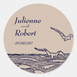 Pegatina Boda de las olas rusticas de los océanos 