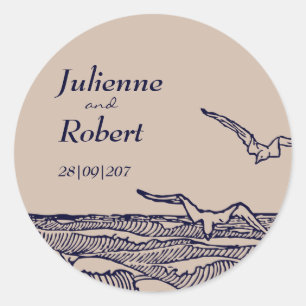 Pegatina Boda de las olas rusticas de los océanos 