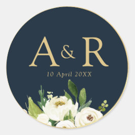 pegatina boda de marfil blanco floral elegante