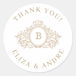 Pegatina Boda de Monograma de Personalizado Gold C