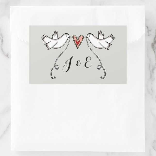 Pegatina Boda de palomas blancas personalizadas (Bolso)