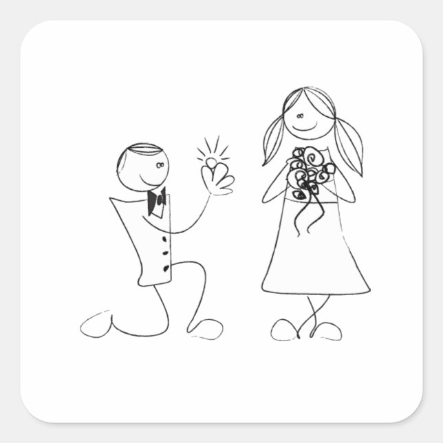 Pegatina Boda de propuesta de Knee Bended (Anverso)