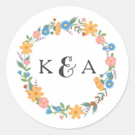 Pegatina Boda de Ronda de Flor Silvestre de verano
