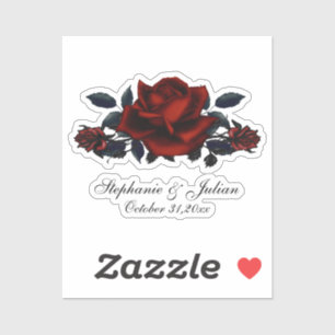 Pegatina Boda de rosas rojas góticas
