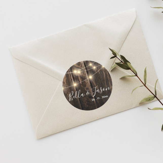 Pegatina Boda de Rustic Wood String Lights (Subido por el creador)