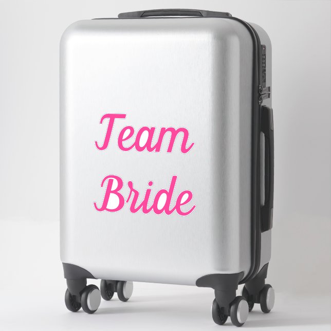 Pegatina Boda de texto del equipo de novias rosadas Persona (Maleta)