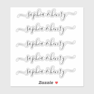 Pegatina Boda Elegant Modern Script Parple Names