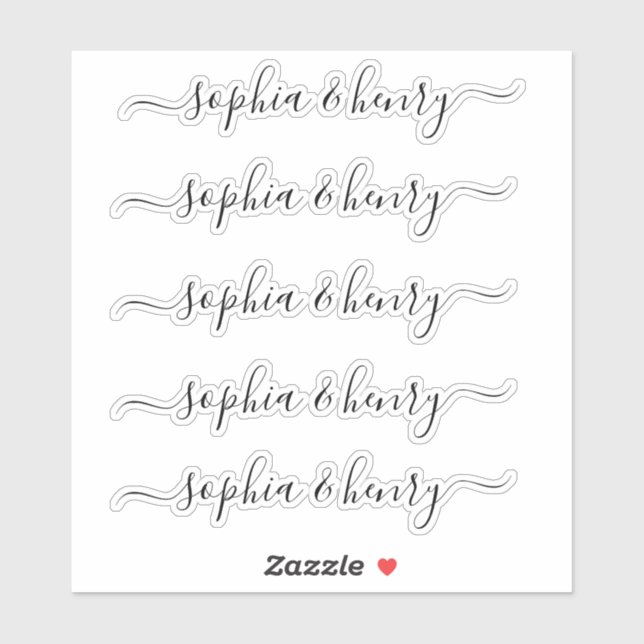 Pegatina Boda Elegant Modern Script Parple Names (Hoja)