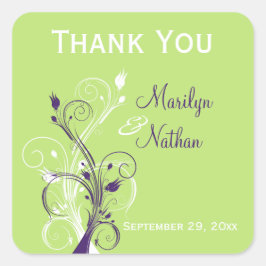 Pegatina Boda Floral blanca morada de 1,5"