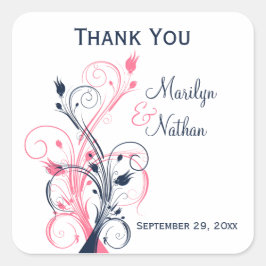 Pegatina Boda Floral blanca rosada de 1,5"