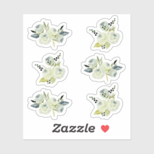 Pegatina Boda floral floral de acuarela de la Marina de Vin