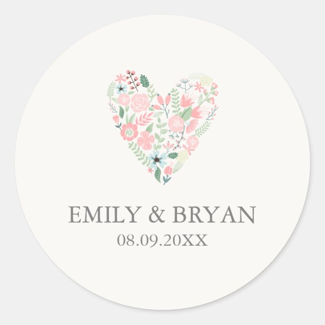 Pegatina Boda floral moderna (Anverso)