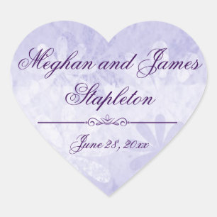 Pegatina Boda Floral Personalizado Purple Heart-Sh
