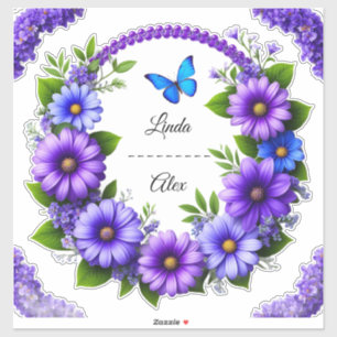 Pegatina Boda Floral Wreath