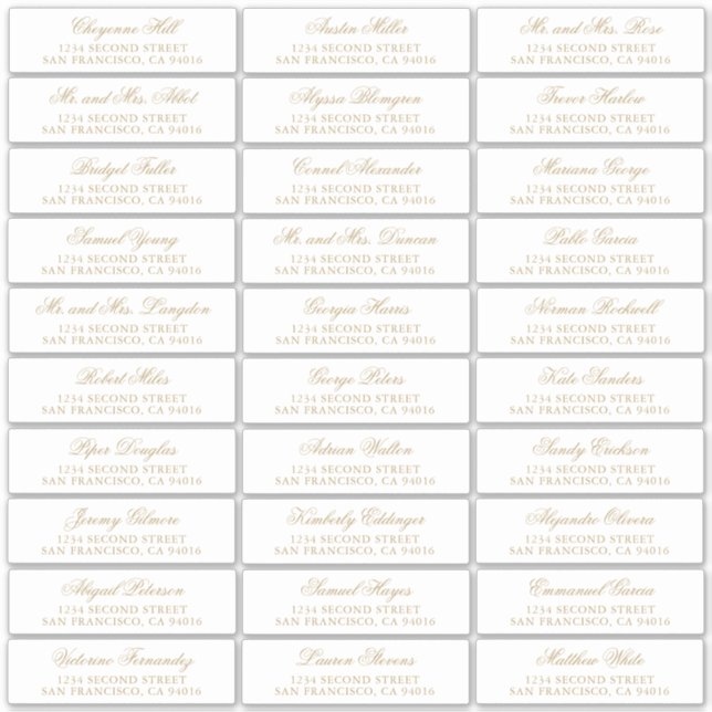 Pegatina Boda formal elegante de oro tradicional (Anverso)