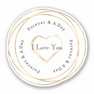 Pegatina Boda Gold Forever Love Heart