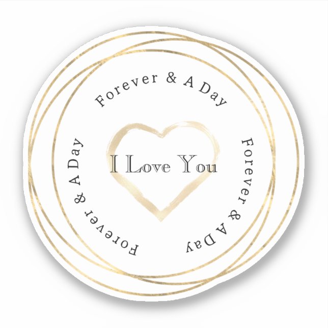 Pegatina Boda Gold Forever Love Heart (Anverso)