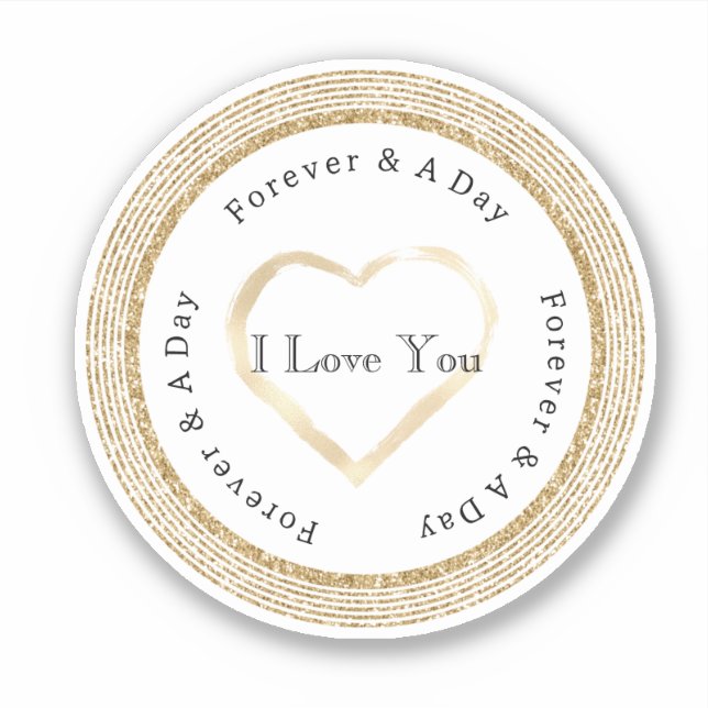 Pegatina Boda Gold Forever Love Heart (Anverso)