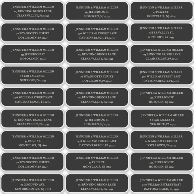 Pegatina Boda gótico blanco en dirección de invitado negro (Anverso)