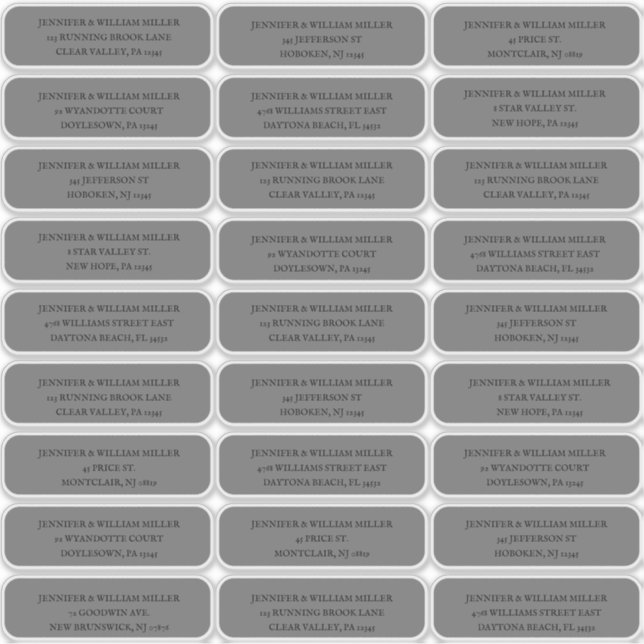 Pegatina Boda gótico negro sobre dirección de invitado gris (Anverso)