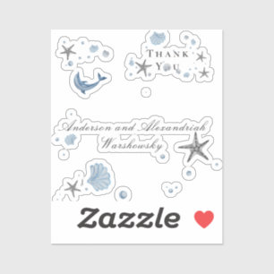 Pegatina Boda gris Starfish Blue Shell Beach