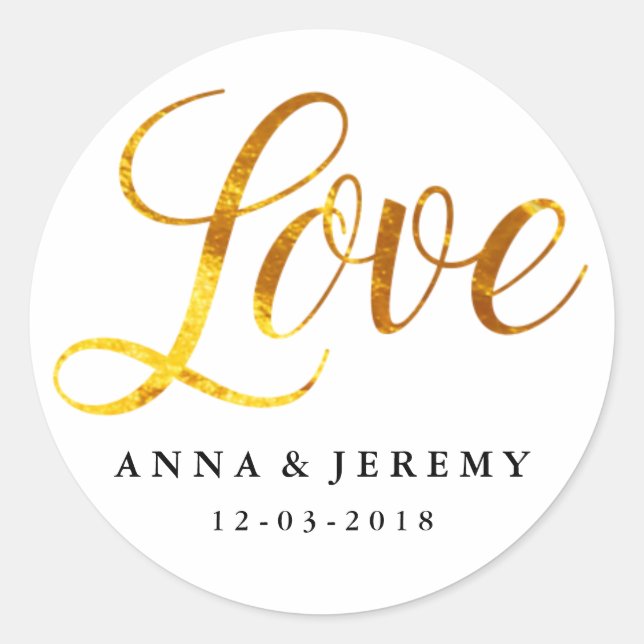 Pegatina Boda Love Gold (Anverso)