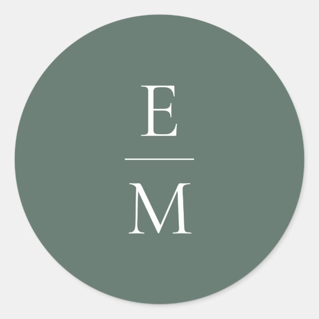 Pegatina Boda minimalista monograma (Anverso)