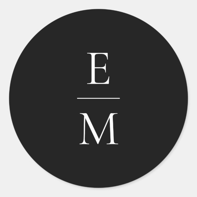 Pegatina Boda minimalista monograma (Anverso)