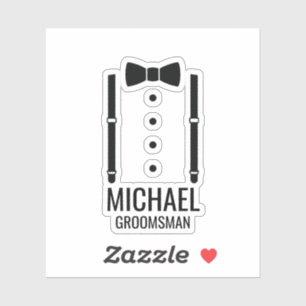 Pegatina Boda negro Bow Tie Personalizado Groomsmen