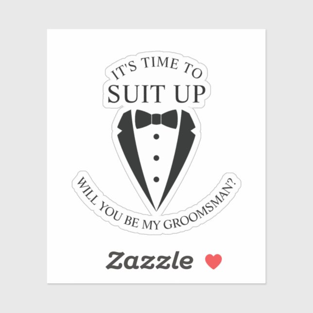 Pegatina Boda negro Tuxedo Suit Groomsman Propuesta (Hoja)