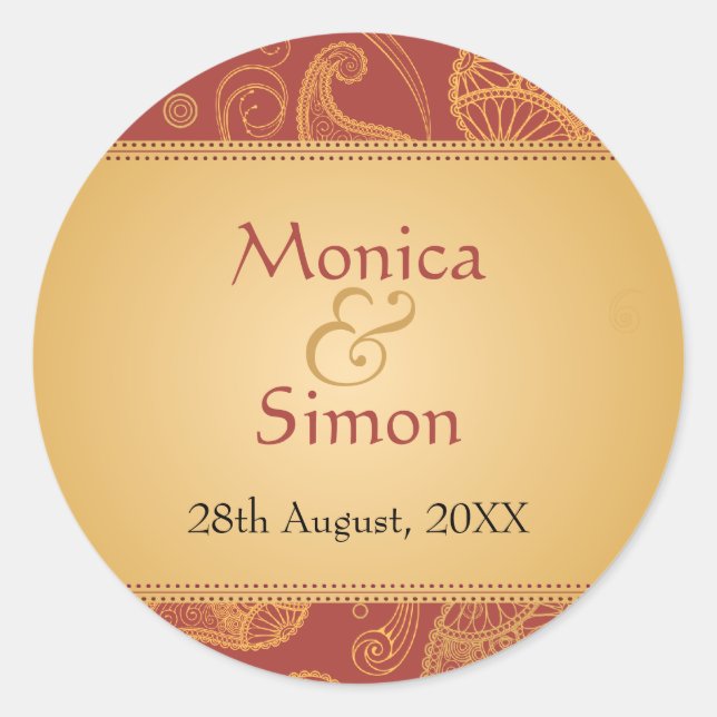 Pegatina Boda Paisley Dreams (Anverso)