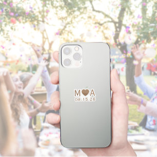 Pegatina Boda Pareja Monograma Corazón de Amor