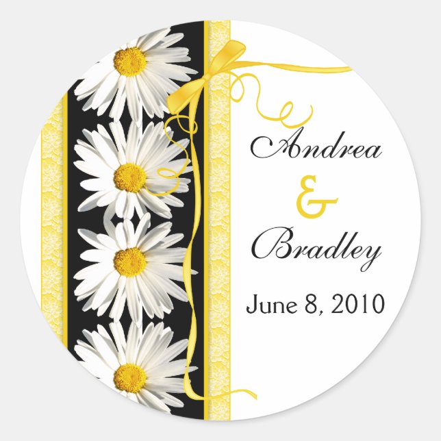 Pegatina Boda personalizada de Shasta Daisy Ribbon (Anverso)