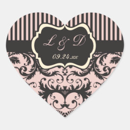 Pegatina Boda Rubor Pink, Cream, Gray Monogram