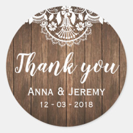 Pegatina Boda Rustic Wood Lace