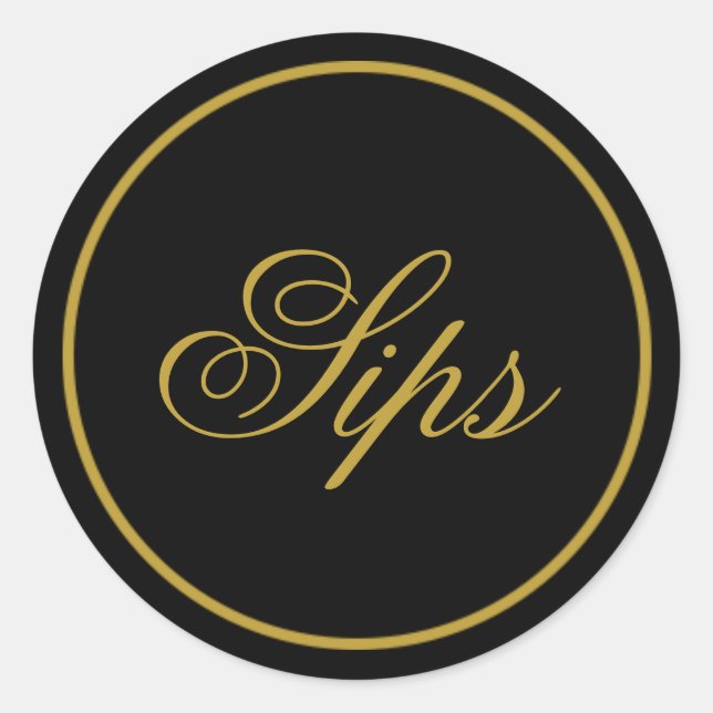 pegatina Boda "Sips" - Oro Negro (Anverso)