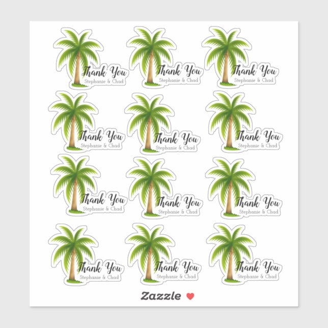 Pegatina Boda Tropical Palm Tree Gracias Set (Hoja)