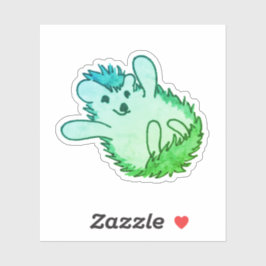 Pegatina Bodega Animal Art Green Adorable Happy Hedgehog