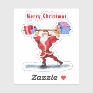 Pegatina Bodybuilder Santa Funny Christmas Sticker