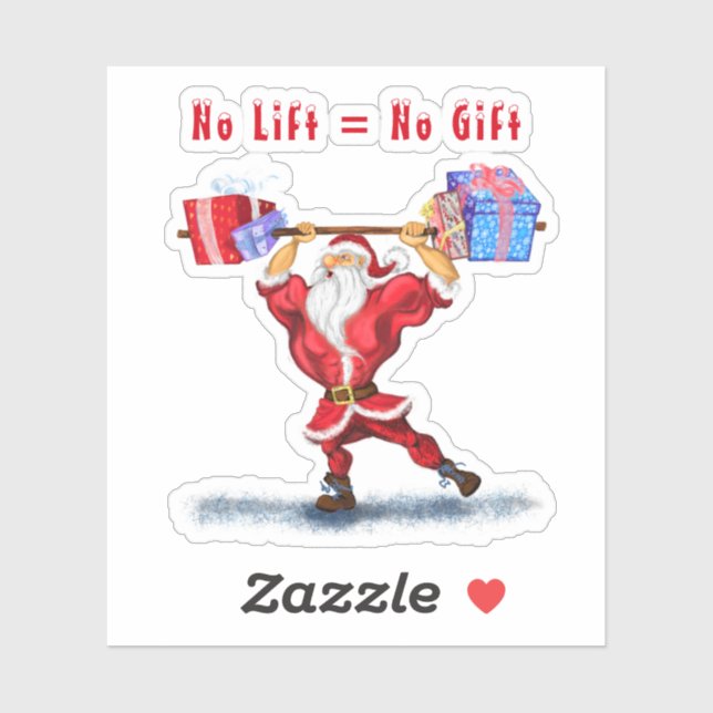 Pegatina Bodybuilder Santa Funny Christmas Sticker (Hoja)
