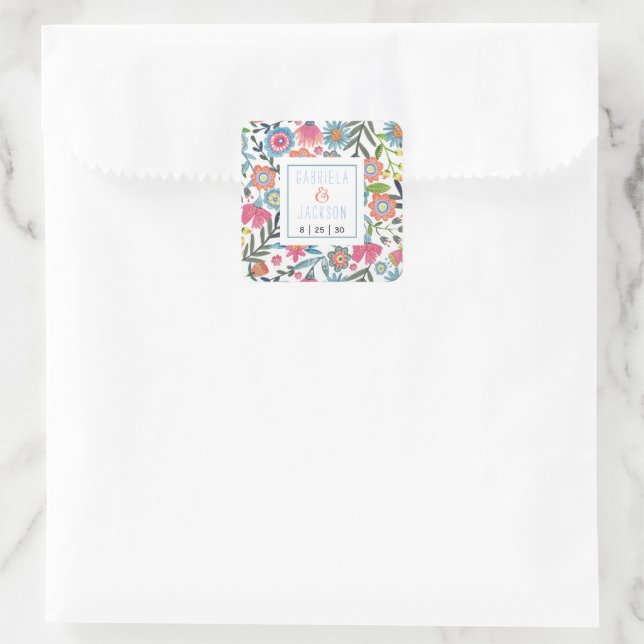 Pegatina bohemio floral de acuarela (Bolso)