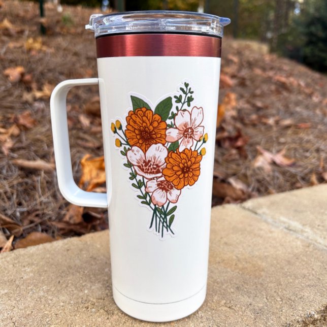 Pegatina Boho Floral Bouquet Personalizado-Pegatina de vini (Subido por el creador)